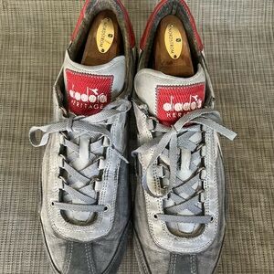 Diadora Equipe Heritage Men’s Gray Sneakers with Red Tongue Accent